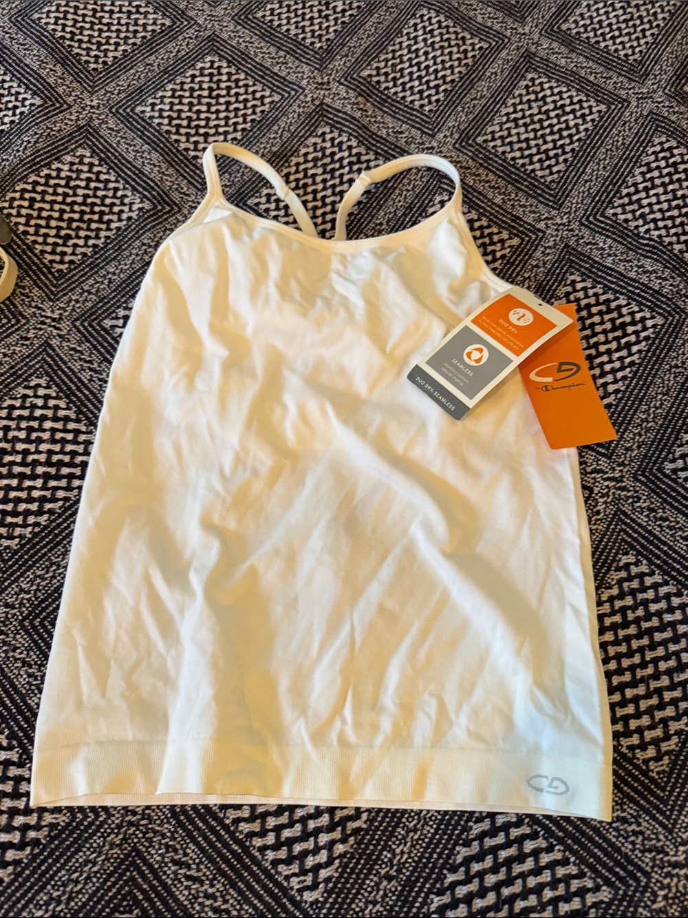 C9 by Champion White Seamless Strappy Tank Top with built in bra shelf. NWT.